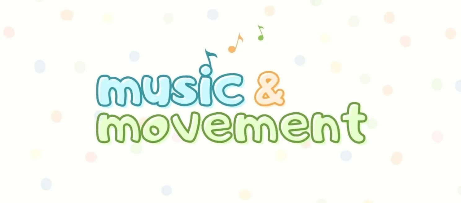 music and movement text on white background