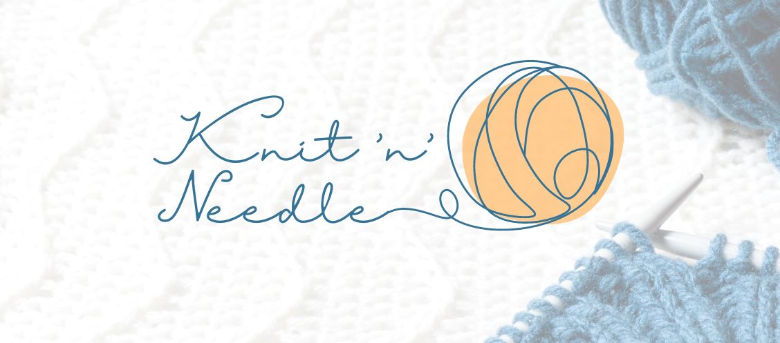 ball of yarns with knit n needle text