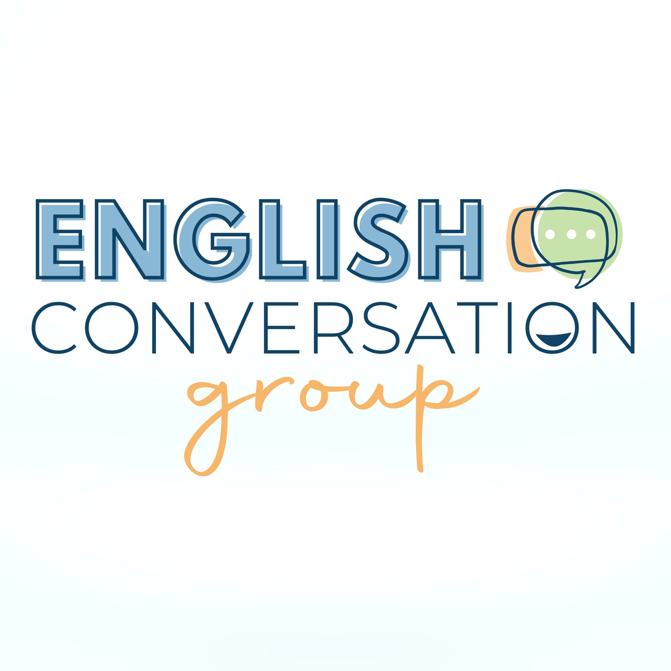 english conversation group logo on blue background