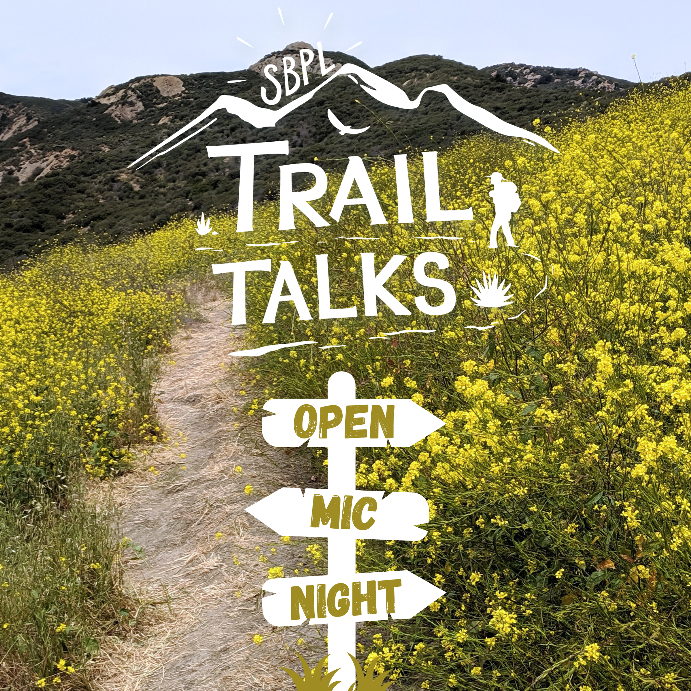 field of flowers with Trail Talks logo