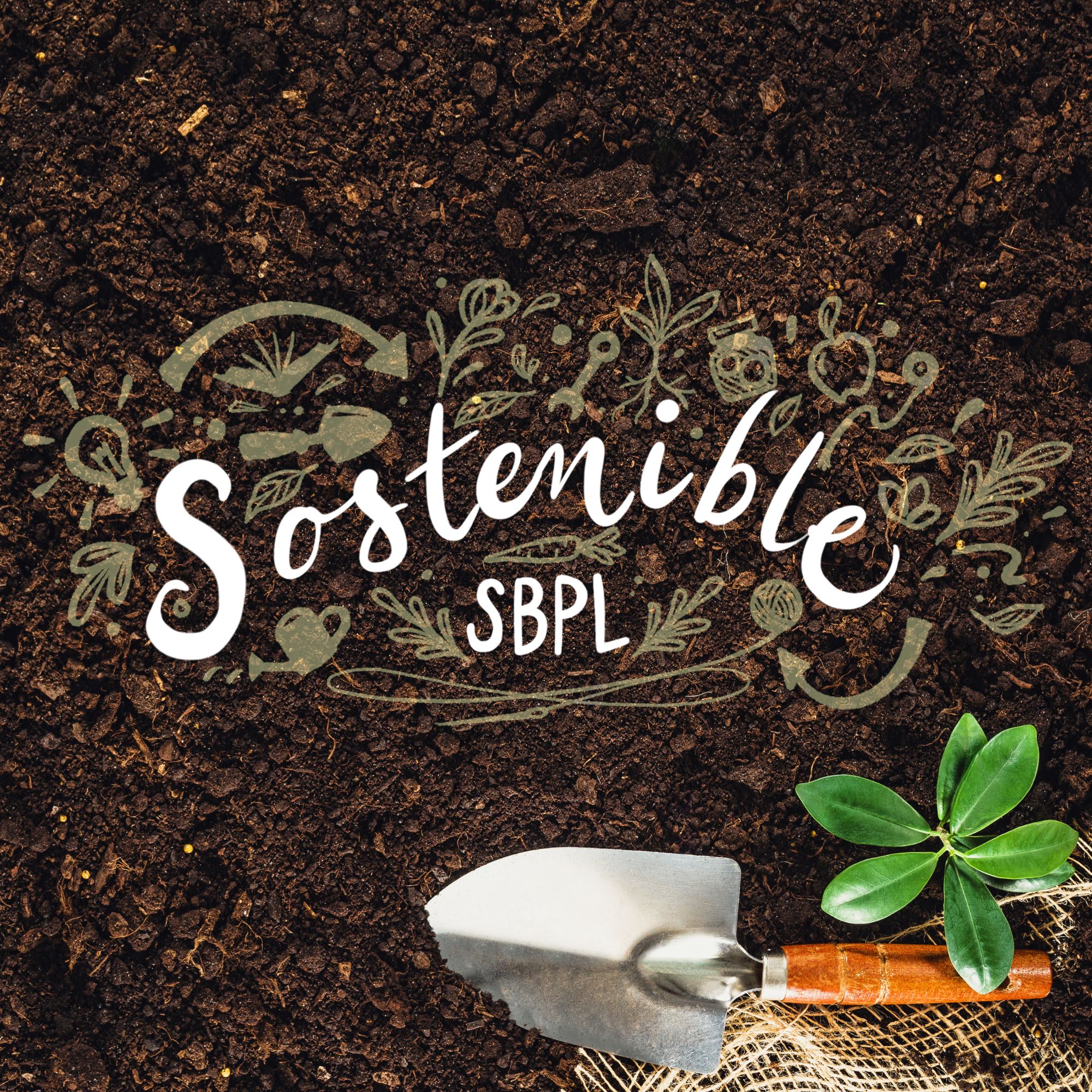 sustainable sbpl logo in dirt with tools