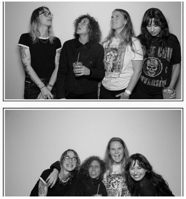 band members posing in two photo booth stills