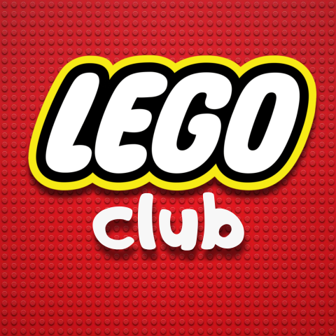 Promotional graphic for Lego Hangout with white "Lego Club" text on red background.