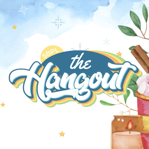 Promotional graphic for Teen Hangout with art and paint supplies on right.