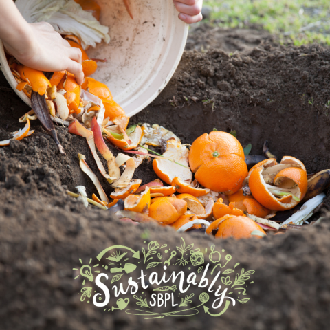 Sustainably SBPL composting workshop food scraps in garden