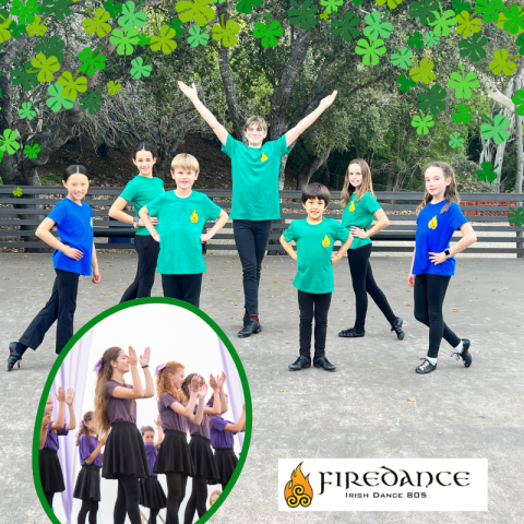 Promotional graphic for Irish Dance 805 performance at SBPL