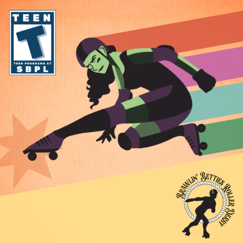 Roller derby player in superhero style