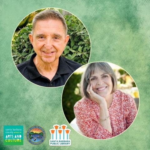 Portraits of David Oliveira and Laure-Anne Bosselaar, featuring logos of the Santa Barbara County Office of Arts and Culture, the City of Santa Barbara, and SBPL.