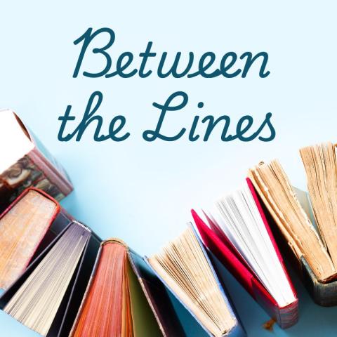 Top down photograph of a row of books