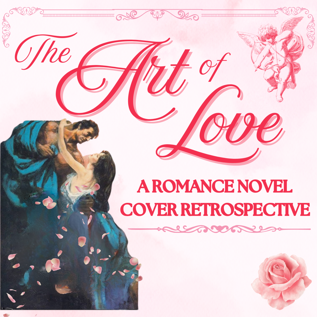 Promotional graphic for The Art of Love Book Cover Retrospective exhibition