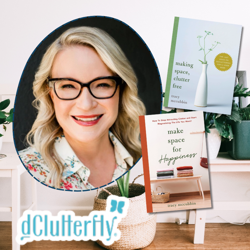 Promotional graphic for decluttering presentation featuring Tracy McCubbin.