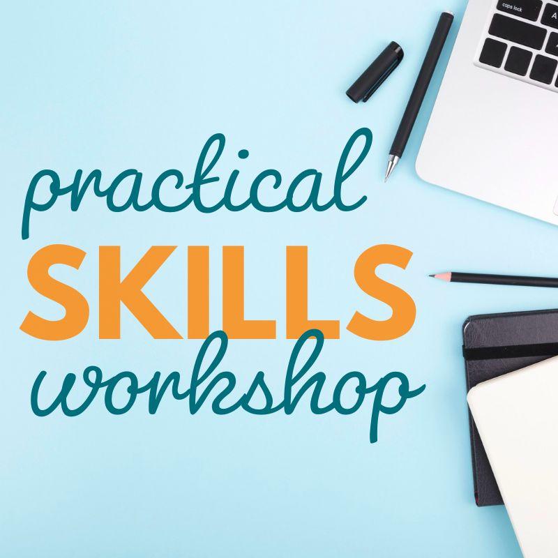 Black pen and pencil with a laptop and tablet against a blue background.